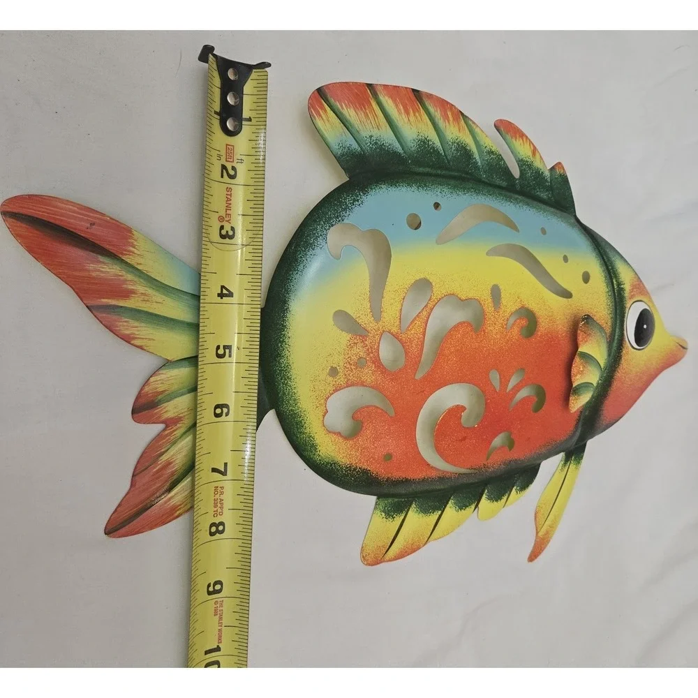 2 - Metal Fish Wall Art Vibrant Decor-Colorful 3D Tropical‎ Fish Lightweight